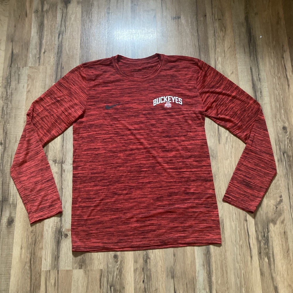 Ohio State Buckeyes Mens Long Sleeve T-Shirt Small Red Logo Crewneck Tee Nike